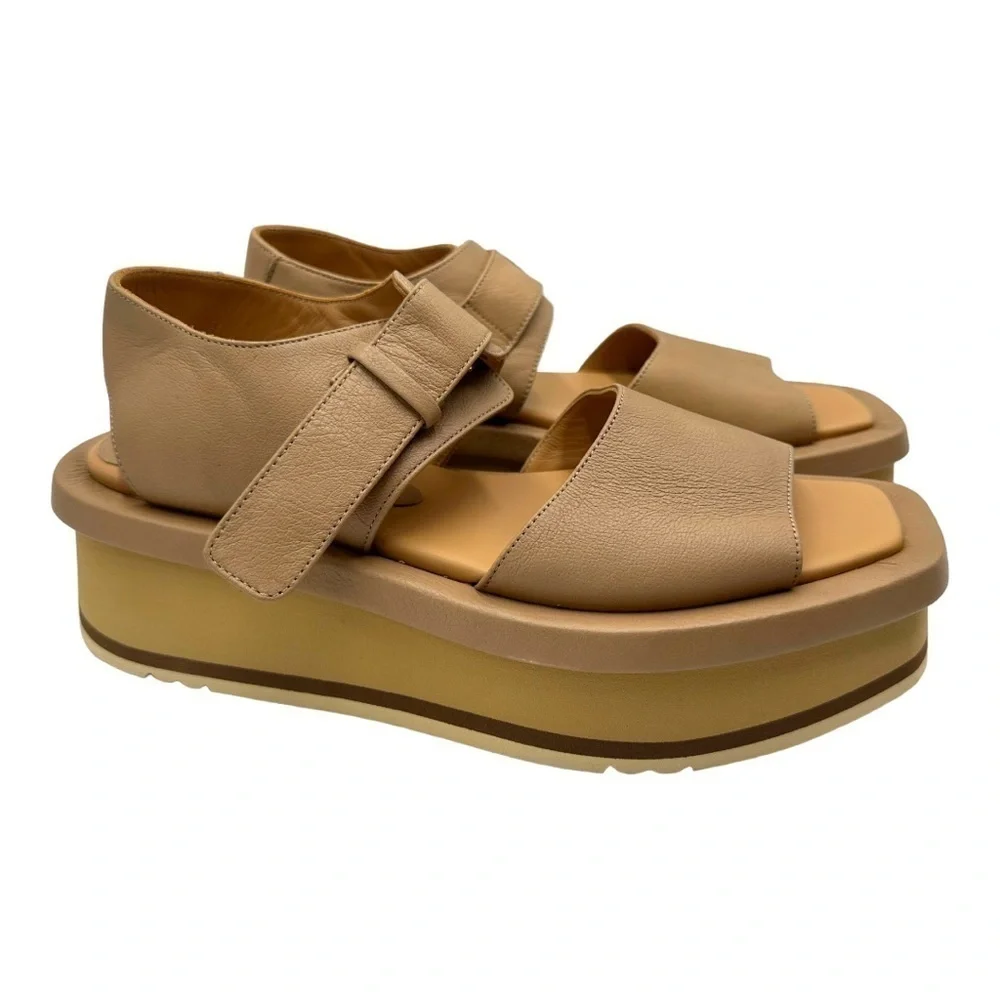 Paloma Barcelo Mamore Slingback Platform Chunky Sandals Nocciola NWOT